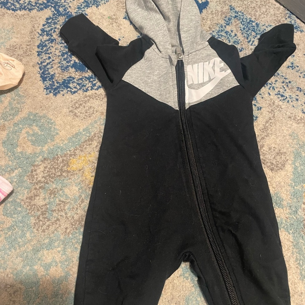 Nike Black and Gray Zip-Up Kids One-Piece Bodysuit